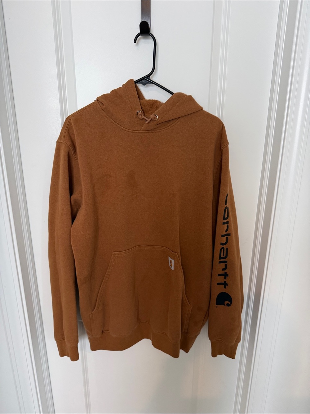 Carhartt Brown Pullover Hoodie with Sleeve Logo